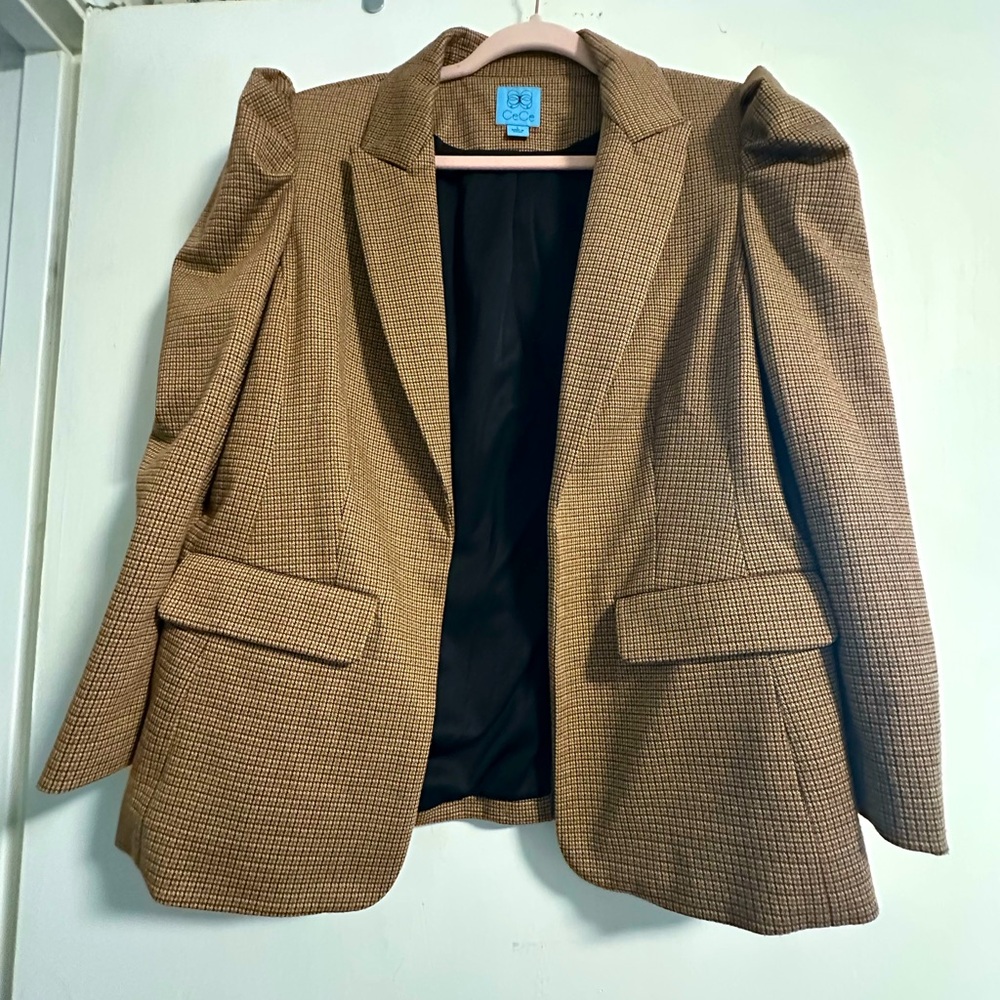 CeCe Tan Blazer Classic Tailored Suit Jacket